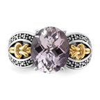 Sterling Silver w/14k Accent Polished & Antiqued Pink Quartz Ring