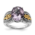 Sterling Silver w/14k Accent Polished & Antiqued Pink Quartz Ring