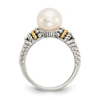Shey Couture Sterling Silver with 14K Accent Antiqued 8mm Freshwater Cultured Pearl Ring
