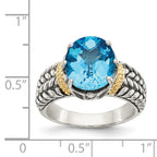 Shey Couture Sterling Silver with 14K Accent Antiqued Oval Swiss Blue Topaz Ring
