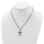 Shey Couture Sterling Silver with 14K Accent 18 Inch Antiqued Cushion Bezel Amethyst Cross Necklace