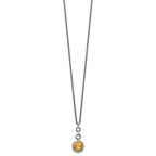 Shey Couture Sterling Silver Gold-tone Flash Gold-plated 18 Inch Antiqued Round Bezel Citrine Necklace
