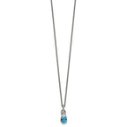 Shey Couture Sterling Silver 18 Inch Antiqued Cushion Bezel Sky Blue Topaz and Diamond Necklace