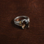 Sterling Silver w/14k Accent Polished & Antiqued Smoky Quartz Ring