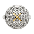 Shey Couture Sterling Silver Rhodium-plated with 14K Accent Diamond Vintage Ring
