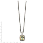 Shey Couture Sterling Silver with 14K Accent 18 Inch Antiqued Cushion Bezel Green Quartz Necklace