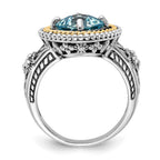 Sterling Silver w/14k Accent Polished & Antiqued Swiss Blue Topaz Ring