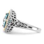 Sterling Silver w/14k Accent Polished & Antiqued Swiss Blue Topaz Ring