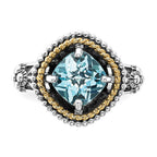 Sterling Silver w/14k Accent Polished & Antiqued Swiss Blue Topaz Ring