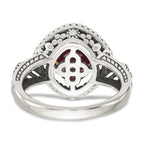 Shey Couture Sterling Silver with 14K Accent Antiqued Checkerboard Cushion Garnet Ring