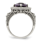 Shey Couture Sterling Silver with 14K Accent Antiqued Cushion Pink Quartz Ring