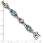 Shey Couture Sterling Silver Antiqued 7.75 Inch Round Swiss Blue Topaz Bracelet