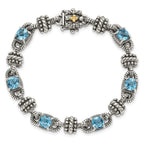 Shey Couture Sterling Silver with 14K Accent 7.5 Inch Antiqued Cushion Swiss Blue Topaz Bracelet