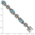 Shey Couture Sterling Silver with 14K Accent 7.5 Inch Antiqued Cushion Swiss Blue Topaz Bracelet