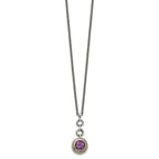 Shey Couture Sterling Silver Gold-tone Flash Gold-plated 18 Inch Antiqued Round Bezel Amethyst Necklace