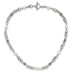 Shey Couture Sterling Silver with 14K Accent 18.5 Inch Antiqued 8-8.5mm Freshwater Cultured Pearl Necklace
