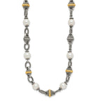 Shey Couture Sterling Silver with 14K Accent 18 Inch Antiqued 8mm Freshwater Cultured Pearl Necklace