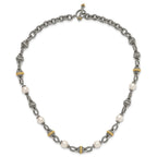 Shey Couture Sterling Silver with 14K Accent 18 Inch Antiqued 8mm Freshwater Cultured Pearl Necklace
