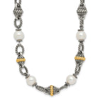 Shey Couture Sterling Silver with 14K Accent 18 Inch Antiqued 8mm Freshwater Cultured Pearl Necklace
