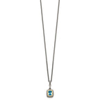 Shey Couture Sterling Silver with 14K Accent 18 Inch Antiqued Cushion Bezel Swiss Blue Topaz Necklace