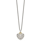Shey Couture Sterling Silver Antiqued with 14K Accent 18 Inch Diamond Vintage Heart Necklace
