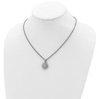 Shey Couture Sterling Silver Antiqued with 14K Accent 18 Inch Diamond Vintage Flower Necklace