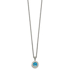 Shey Couture Sterling Silver with 14K Accent 18 Inch Antiqued Round Swiss Blue Topaz and Diamond Necklace