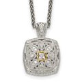 Shey Couture Sterling Silver Antiqued with 14K Accent 18 Inch Diamond Vintage Necklace
