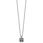 Shey Couture Sterling Silver with 14K Accent 18 Inch Antiqued Diamond and Marquise Garnet Necklace