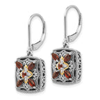 Shey Couture Sterling Silver with 14K Accent Antiqued Diamond and Marquise Garnet Leverback Earrings