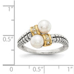 Shey Couture Sterling Silver with 14K Accent Antiqued 5.5-6mm Freshwater Cultured Pearl and Diamond By-Pass Ring