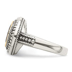 Shey Couture Sterling Silver with 14K Accent Antiqued Cushion Bezel Garnet Ring