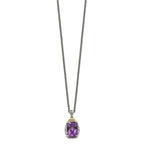 Shey Couture Sterling Silver with 14K Accent 18 Inch Antiqued Cushion Amethyst Necklace
