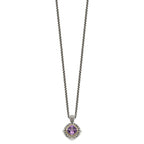 Shey Couture Sterling Silver with 14K Accent 18 Inch Antiqued Cushion Amethyst Necklace