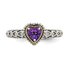 Shey Couture Sterling Silver with 14K Accent Antiqued Amethyst Heart Ring
