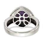 Shey Couture Sterling Silver with 14K Accent Antiqued Cushion Bezel Amethyst Ring