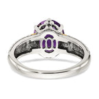 Shey Couture Sterling Silver with 14K Accent Antiqued Oval Amethyst Ring