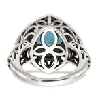 Shey Couture Sterling Silver with 14K Accent Antiqued Cushion Blue Topaz Ring