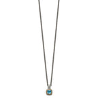 Shey Couture Sterling Silver with 14K Accent 18 Inch Antiqued Cushion Blue Topaz Necklace