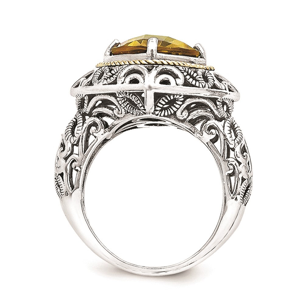Sterling Silver w/14k Whiskey Quartz Ring