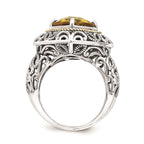 Sterling Silver w/14k Whiskey Quartz Ring
