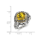 Sterling Silver w/14k Whiskey Quartz Ring