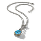 Shey Couture Sterling Silver with 14K Accent 17 Inch Antiqued Sky Blue Topaz and Diamond Necklace with 1 Inch Extender