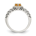 Shey Couture Sterling Silver with 14K Accent Antiqued Heart Citrine Ring