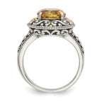 Shey Couture Sterling Silver with 14K Accent Antiqued Round Citrine Ring