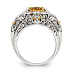 Shey Couture Sterling Silver with 14K Accent Antiqued Oval Citrine Ring