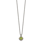 Shey Couture Sterling Silver with 14K Accent 18 Inch Antiqued Cushion Bezel Peridot Necklace