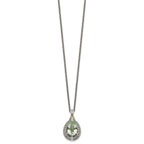 Shey Couture Sterling Silver with 14K Accent 18 Inch Antiqued Diamond and Pear Shaped Green Quartz Necklace