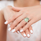 Shey Couture Sterling Silver Rhodium-plated with 14K Accent Oval Green Quartz Ring