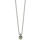 Shey Couture Sterling Silver with 14K Accent 18 Inch Antiqued Cushion Green Quartz Necklace